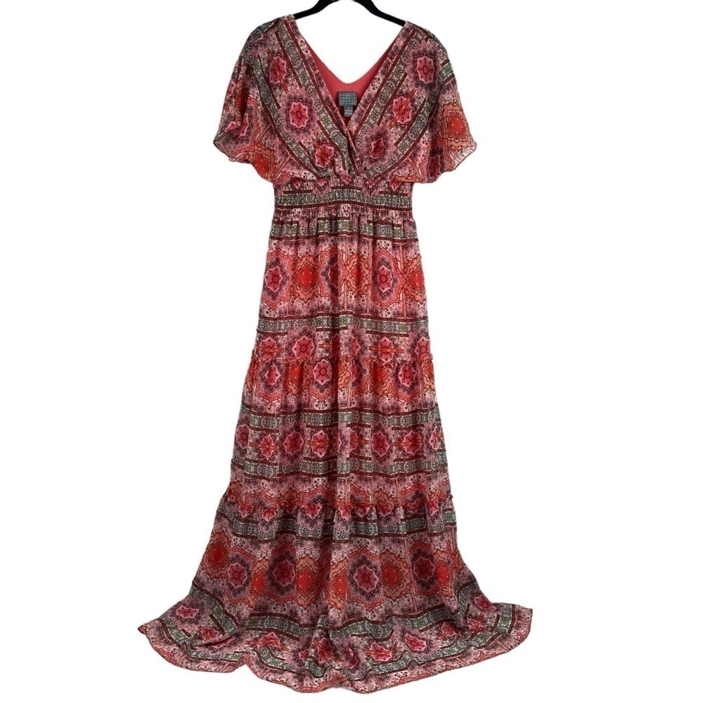 Rabbit Rabbit Rabbit Designs Maxi Dress Semi Sheer Overlay Lined 8